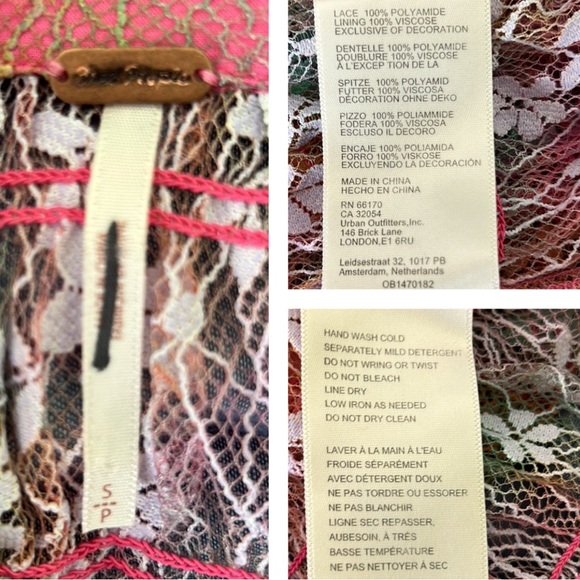 NWOT Free People Julie Printed Lace Mesh Crop Top in Tropical Sunset Combo - S - Picture 13 of 15